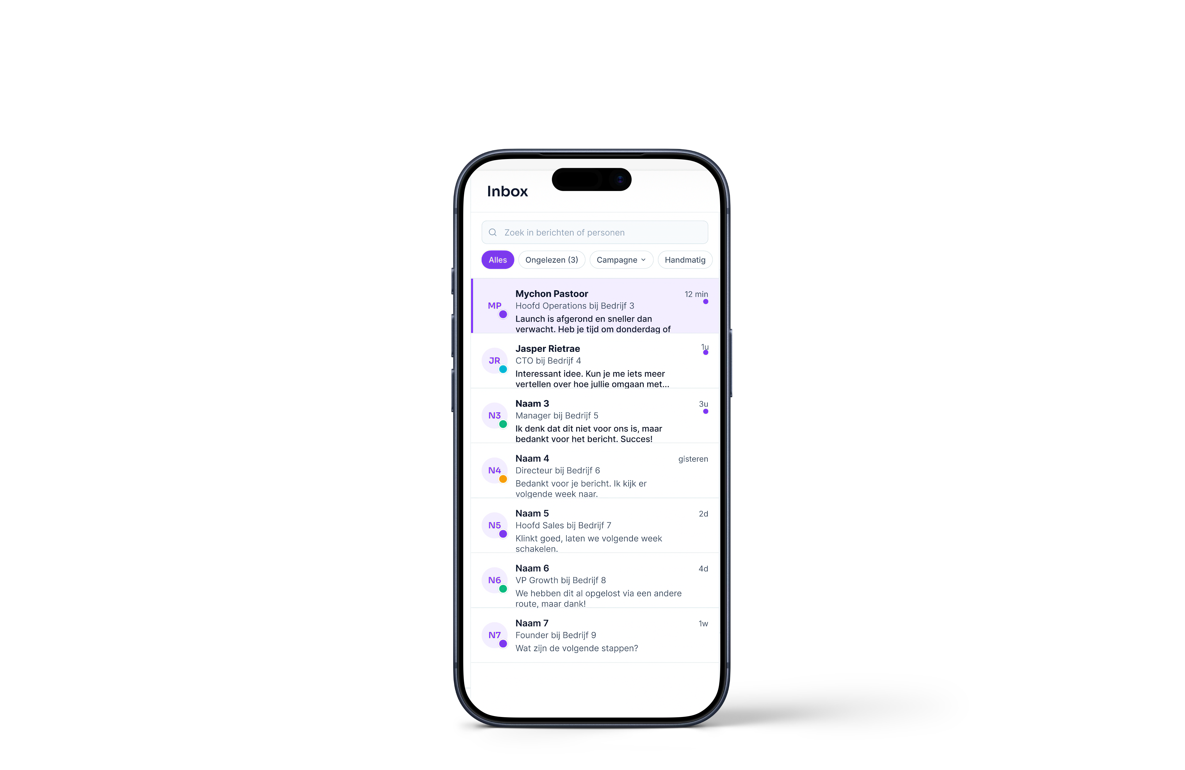 LeadWelcome mobiele interface